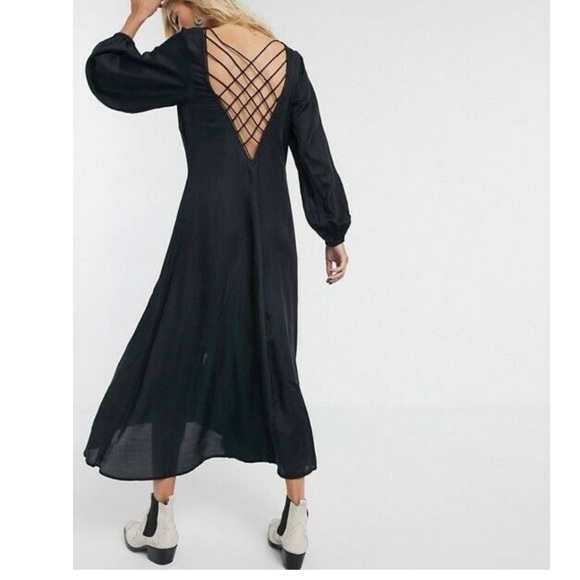 Free People Dresses & Skirts - $148 Free People Later Days Lattice Strappy Back Black Midi Maxi Dress 12
